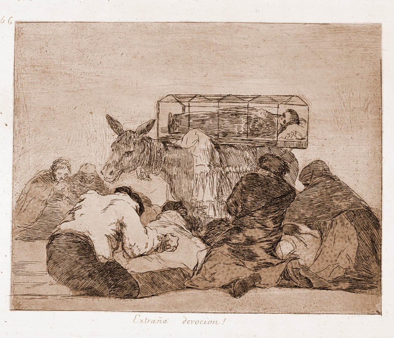 The Disasters of War: Konstig hängivenhet (etsning från förberedande ritning av Francisco de Goya
