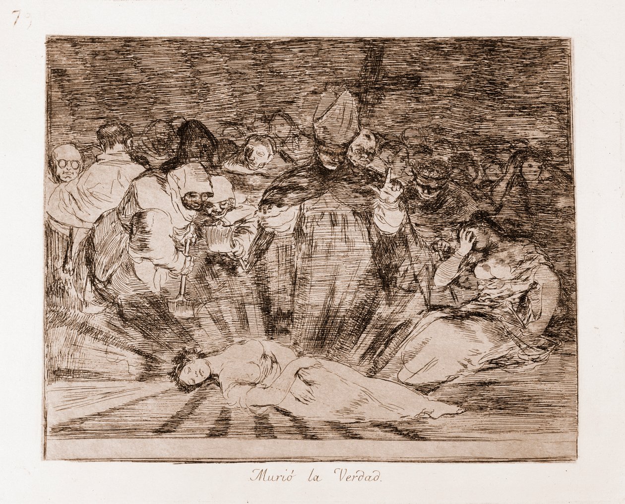 The Disasters of War: Sanningen är död (etsning från förberedande ritning av Francisco de Goya