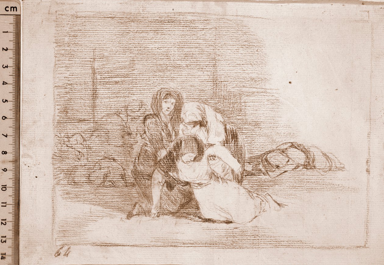 Krigets katastrofer: De kommer inte fram i tid (förberedande ritning av Francisco de Goya