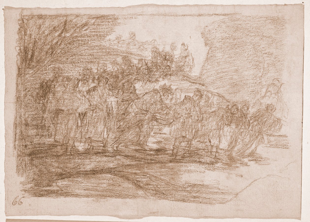 Krigets katastrofer: De vet inte vägen (förberedande ritning av Francisco de Goya