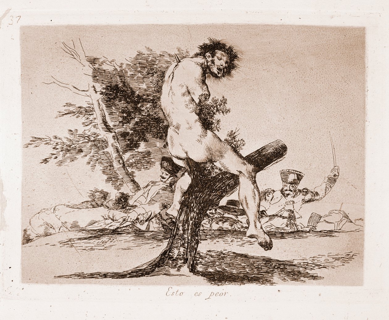 Krigets katastrofer: Det här är värre (gravyr från den förberedande ritningen av Francisco de Goya