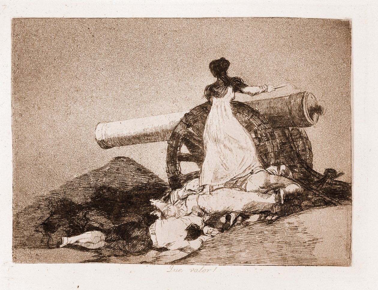 Krigets katastrofer: Vilket mod! (etsning från en förberedande ritning av Francisco de Goya