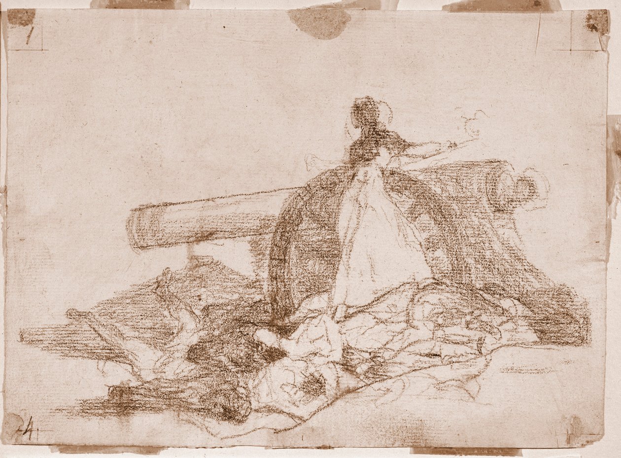 Krigets katastrofer: Vilket mod! (förberedande ritning av Francisco de Goya