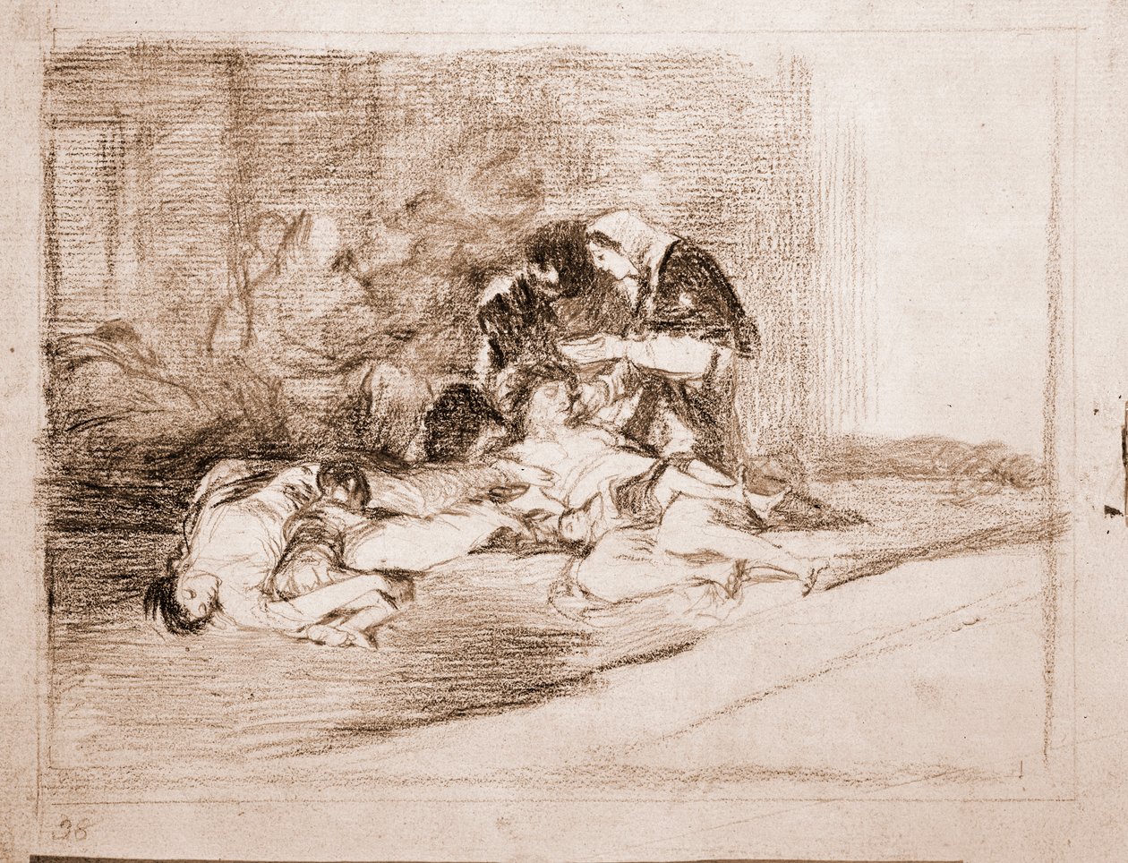 The Disasters of War: Vad är en skål till för? (förberedande ritning av Francisco de Goya