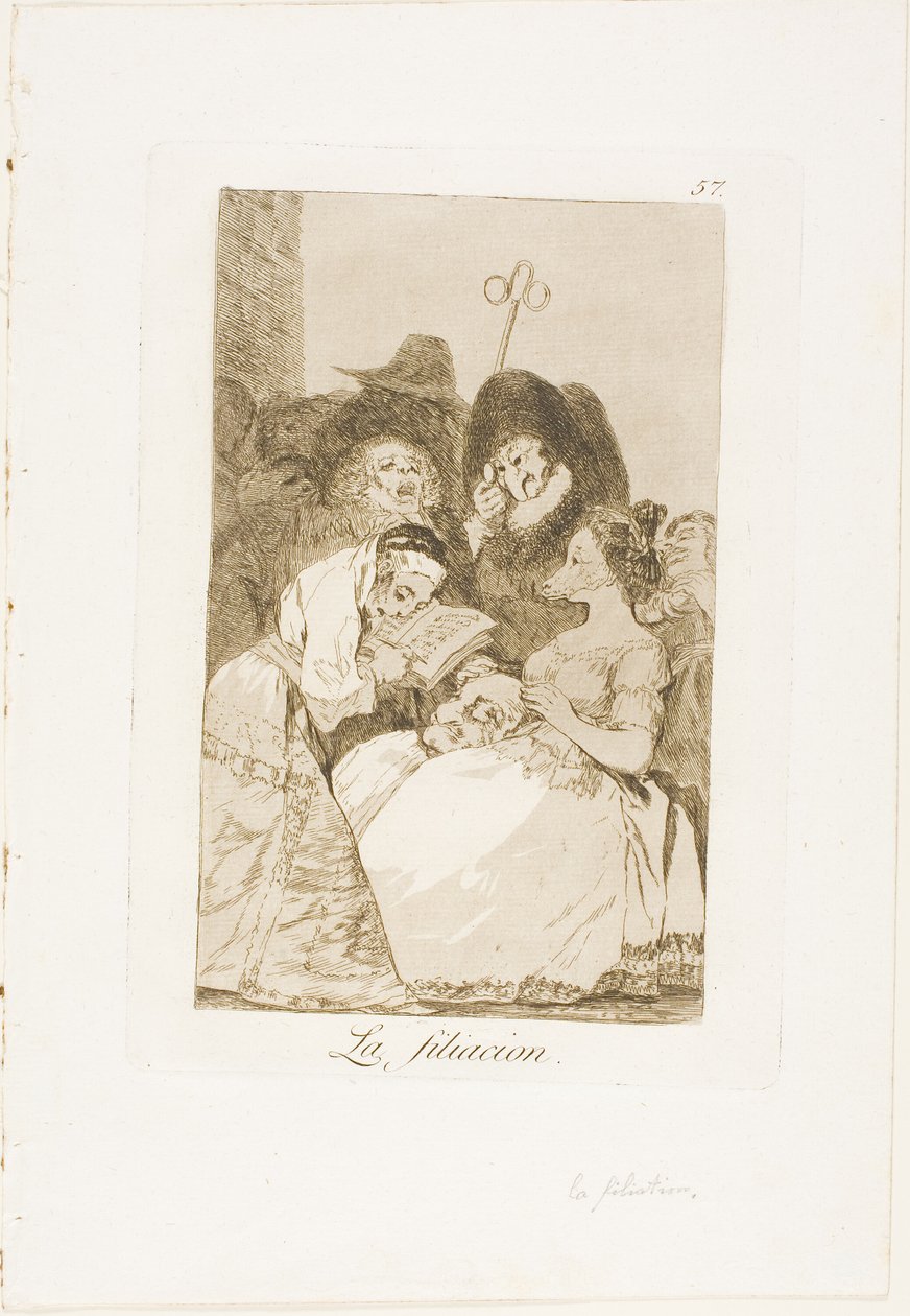 The Filiation, tallrik 57 från Los Caprichos av Francisco Jose de Goya y Lucientes