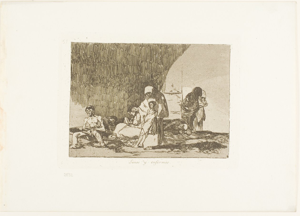 The Healthy and the Sick, tallrik 57 från The Disasters of War av Francisco Jose de Goya y Lucientes