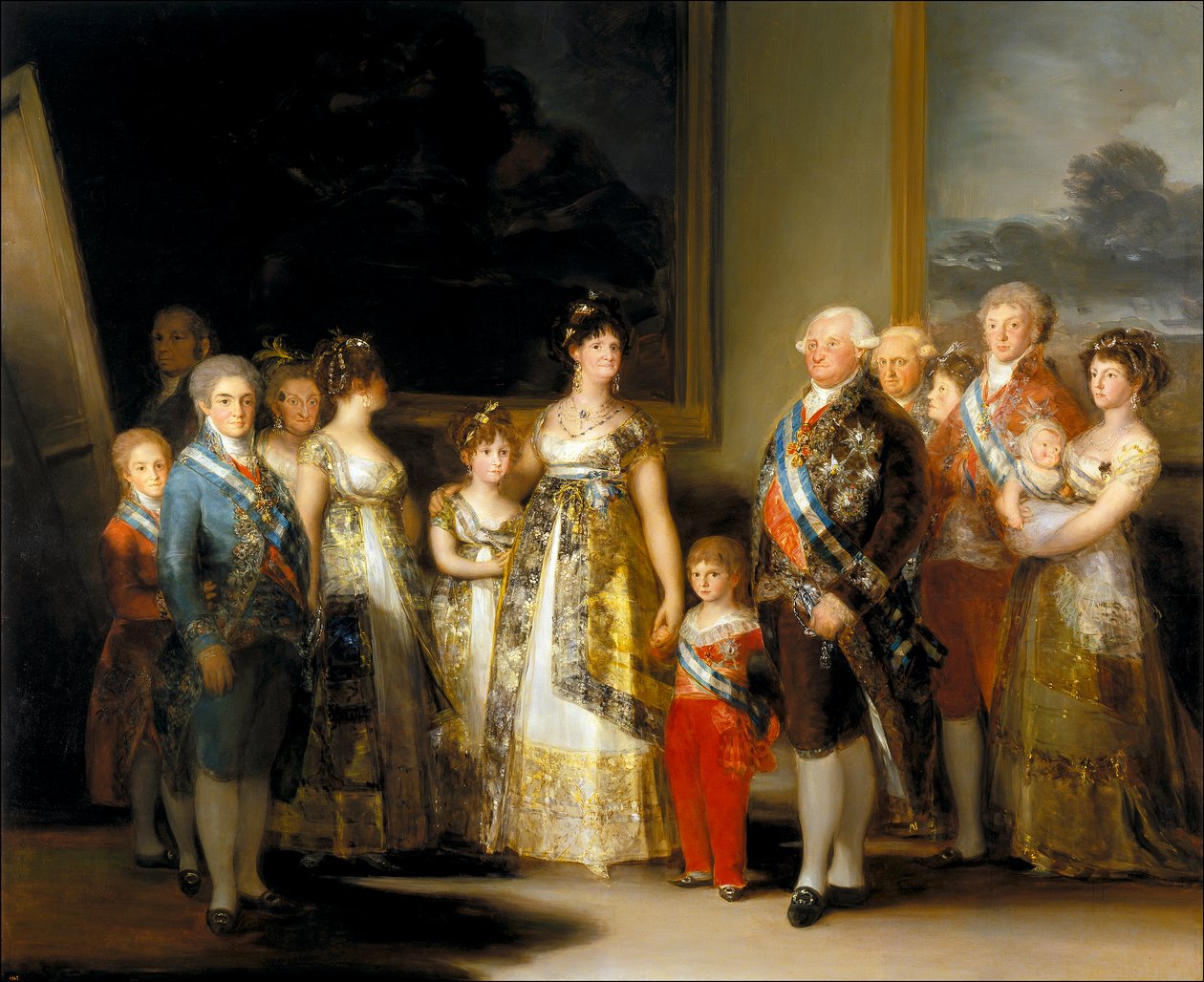 Kungen och drottningen av Spanien, Karl IV och Maria Luisa, med sin familj av Francisco de Goya