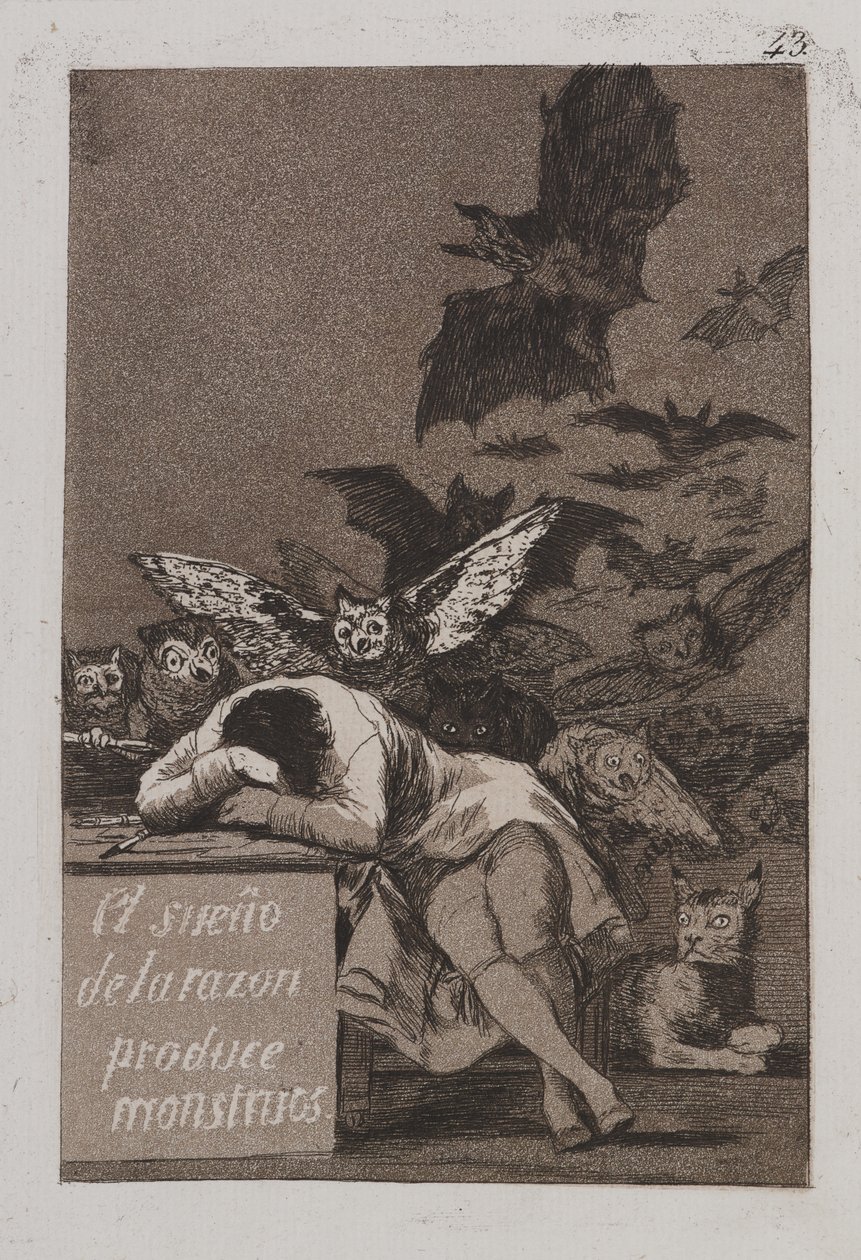 Förnuftets sömn producerar monster av Francisco de Goya
