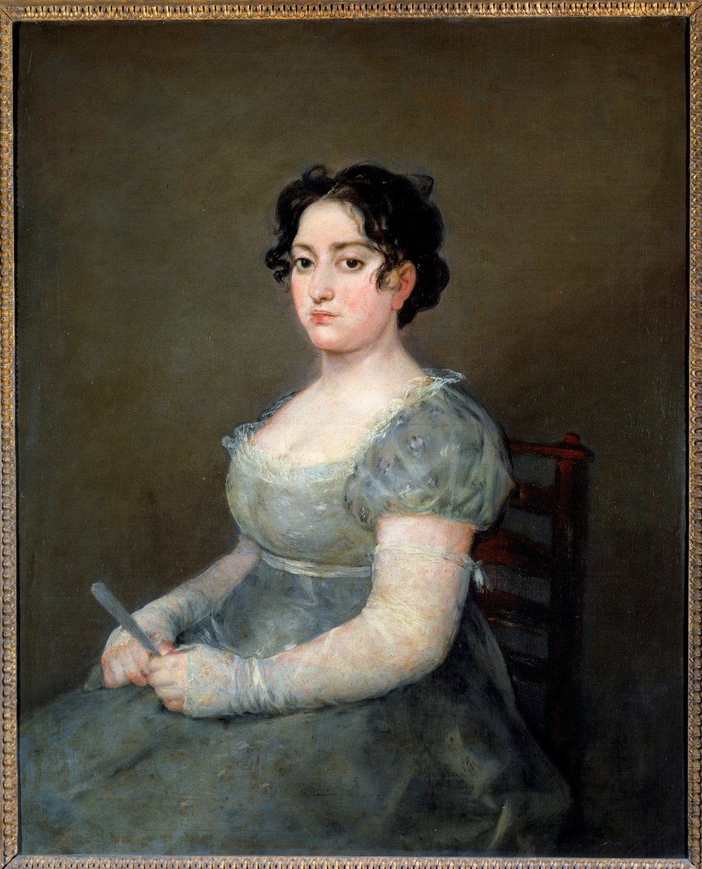 Kvinnan i solfjädermålningen av Francisco de Goya (1746-1828) 1800-talets sön. 1,03x0,84 m av Francisco de Goya