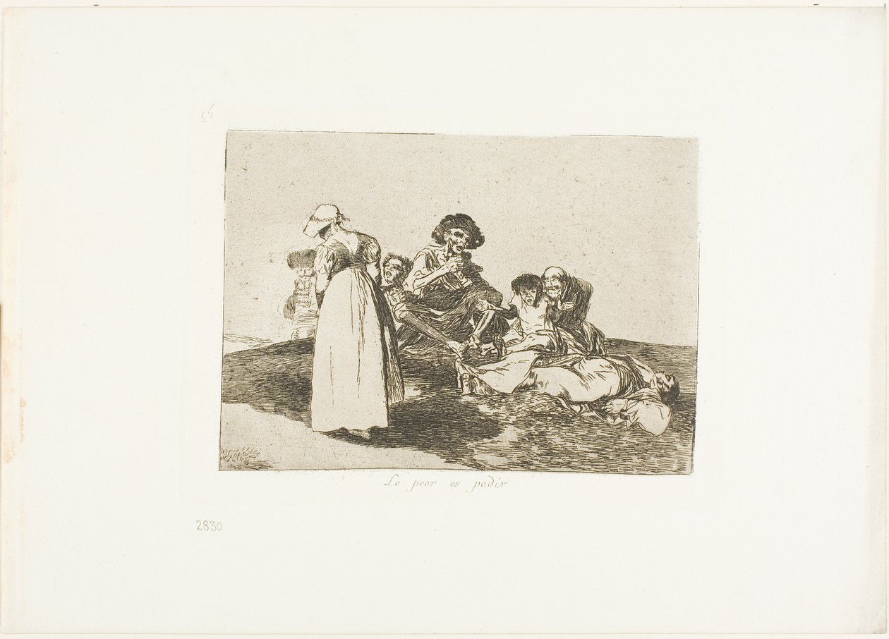 The Worst is to Beg, skylt 55 från The Disasters of War av Francisco Jose de Goya y Lucientes