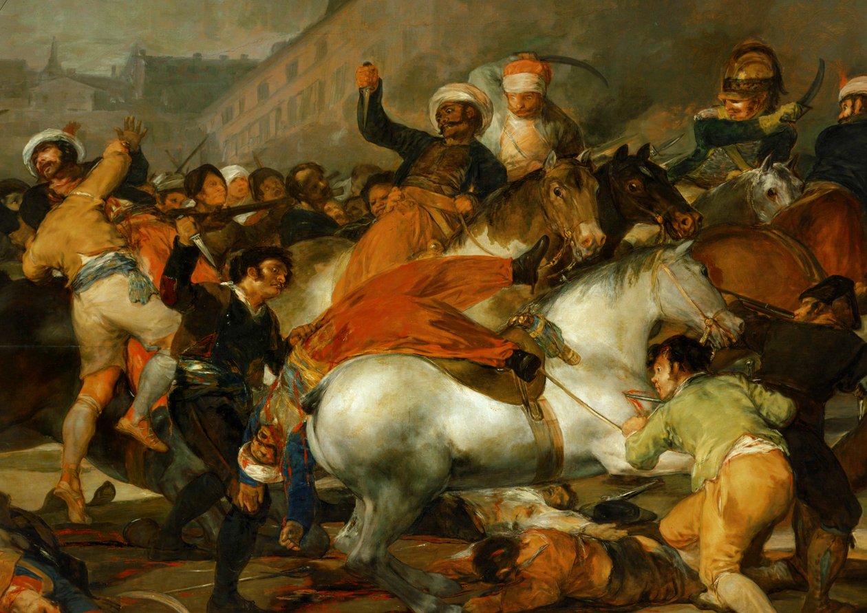 Den andra maj 1808 i Madrid: uppbådet av ... (målning på duk) av Francisco Jose de Goya y Lucientes