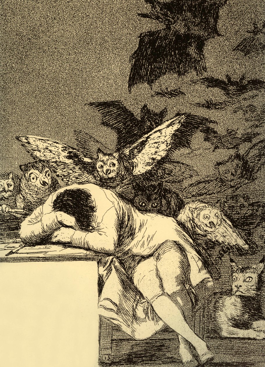Förnuftets sömn producerar monster (Caprice 43) av Francisco Jose de Goya y Lucientes