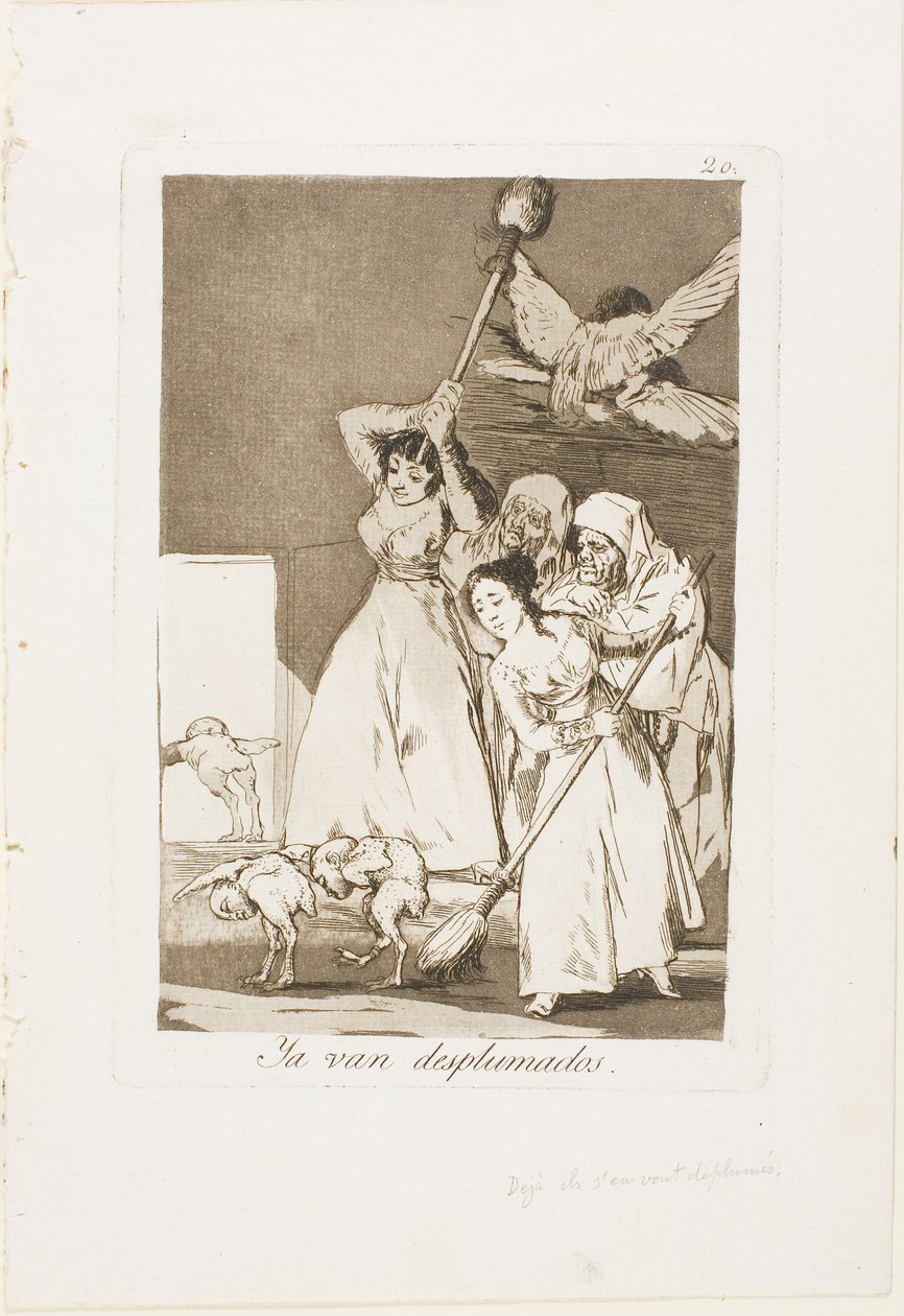 There They Go Plocked (dvs fleeced), tallrik 20 från Los Caprichos av Francisco Jose de Goya y Lucientes