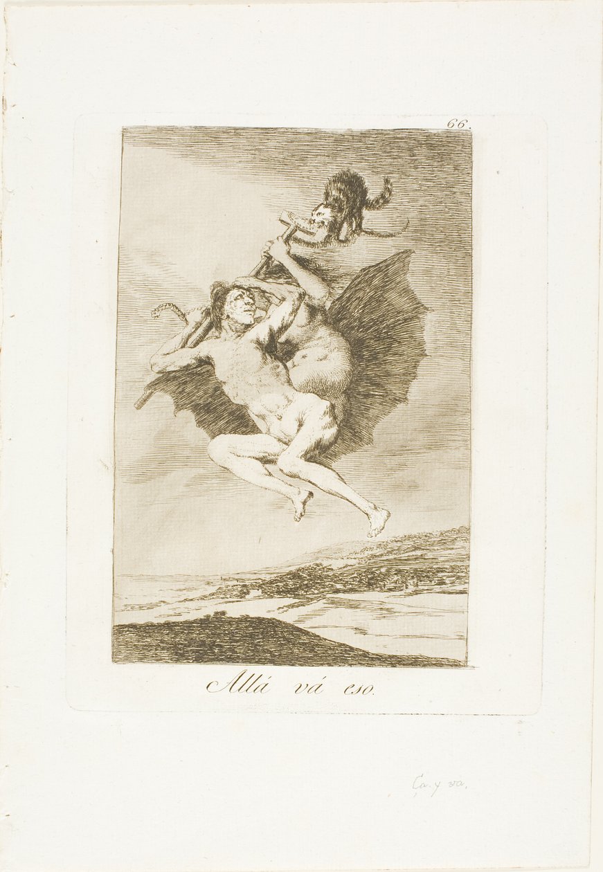 There it Goes, tallrik 66 från Los Caprichos av Francisco Jose de Goya y Lucientes