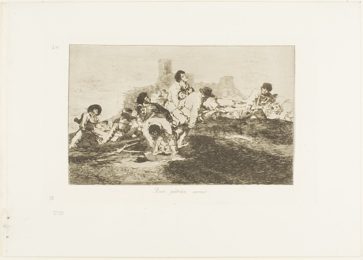 De kan fortfarande vara till nytta, skylt 24 från The Disasters of War av Francisco Jose de Goya y Lucientes