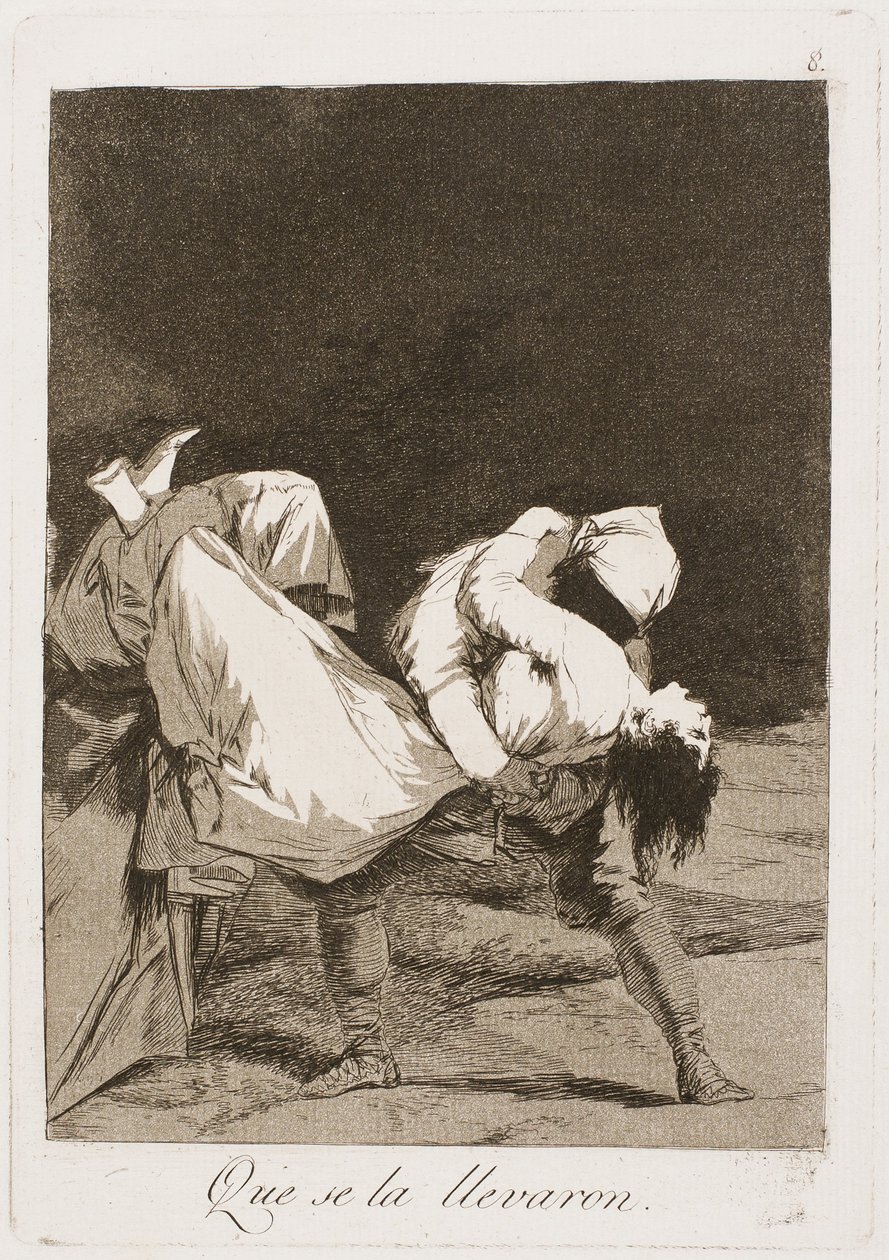 They Carried Her Off!, skylt åtta från Los Caprichos, 1797-99 av Francisco de Goya