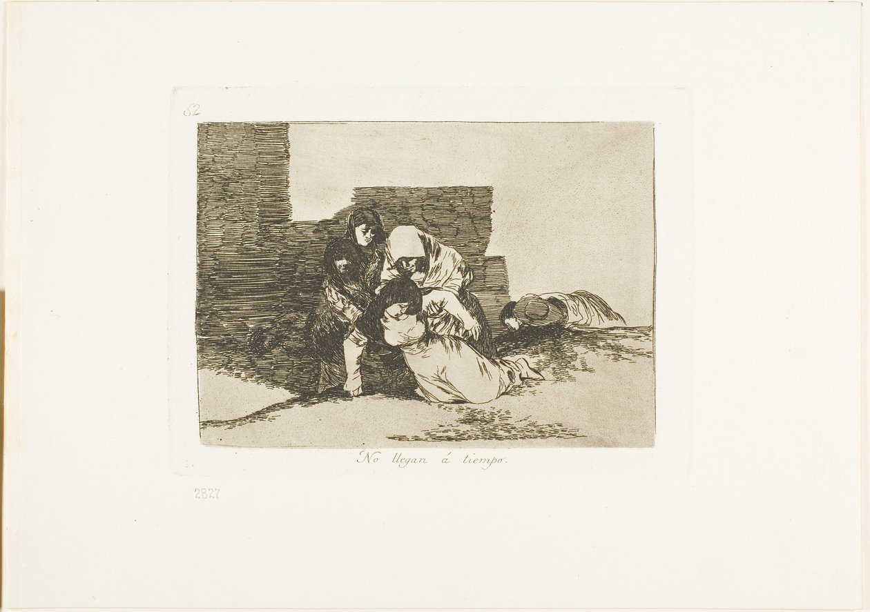 They Do Not Arrive in Time, skylt 52 från The Disasters of War av Francisco Jose de Goya y Lucientes