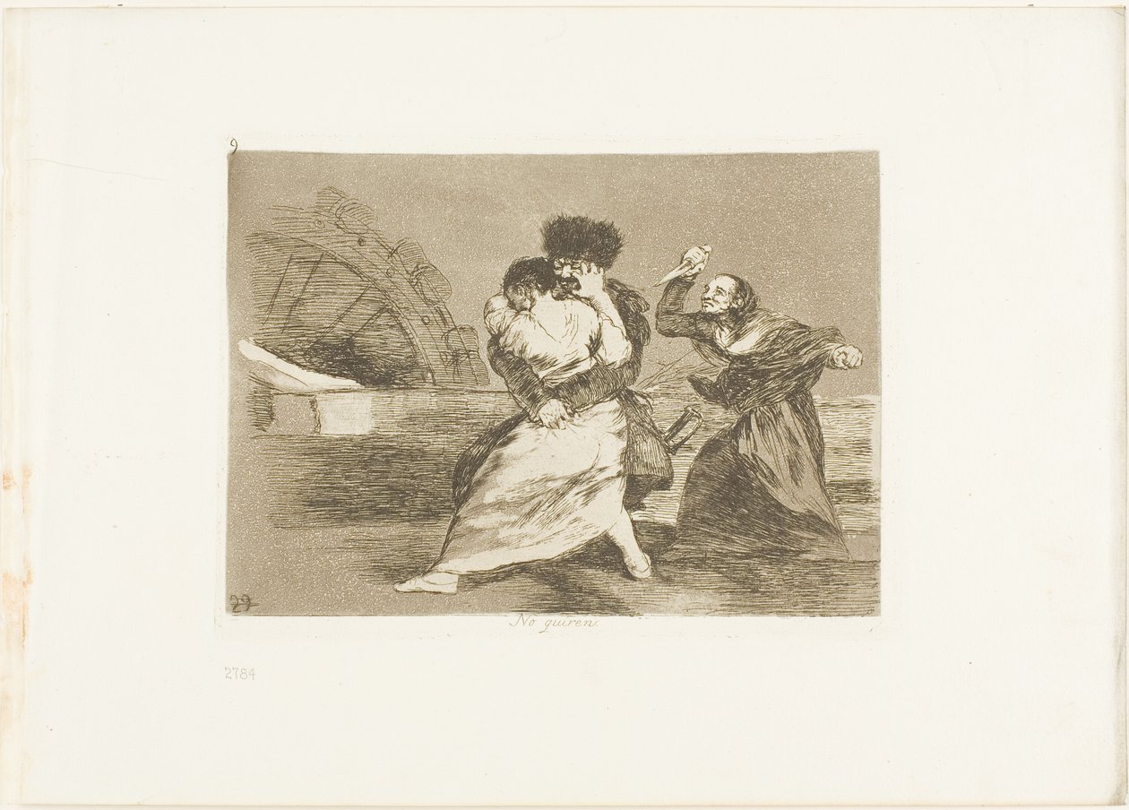 De gillar det inte, plansch nio från Krigets katastrofer av Francisco Jose de Goya y Lucientes