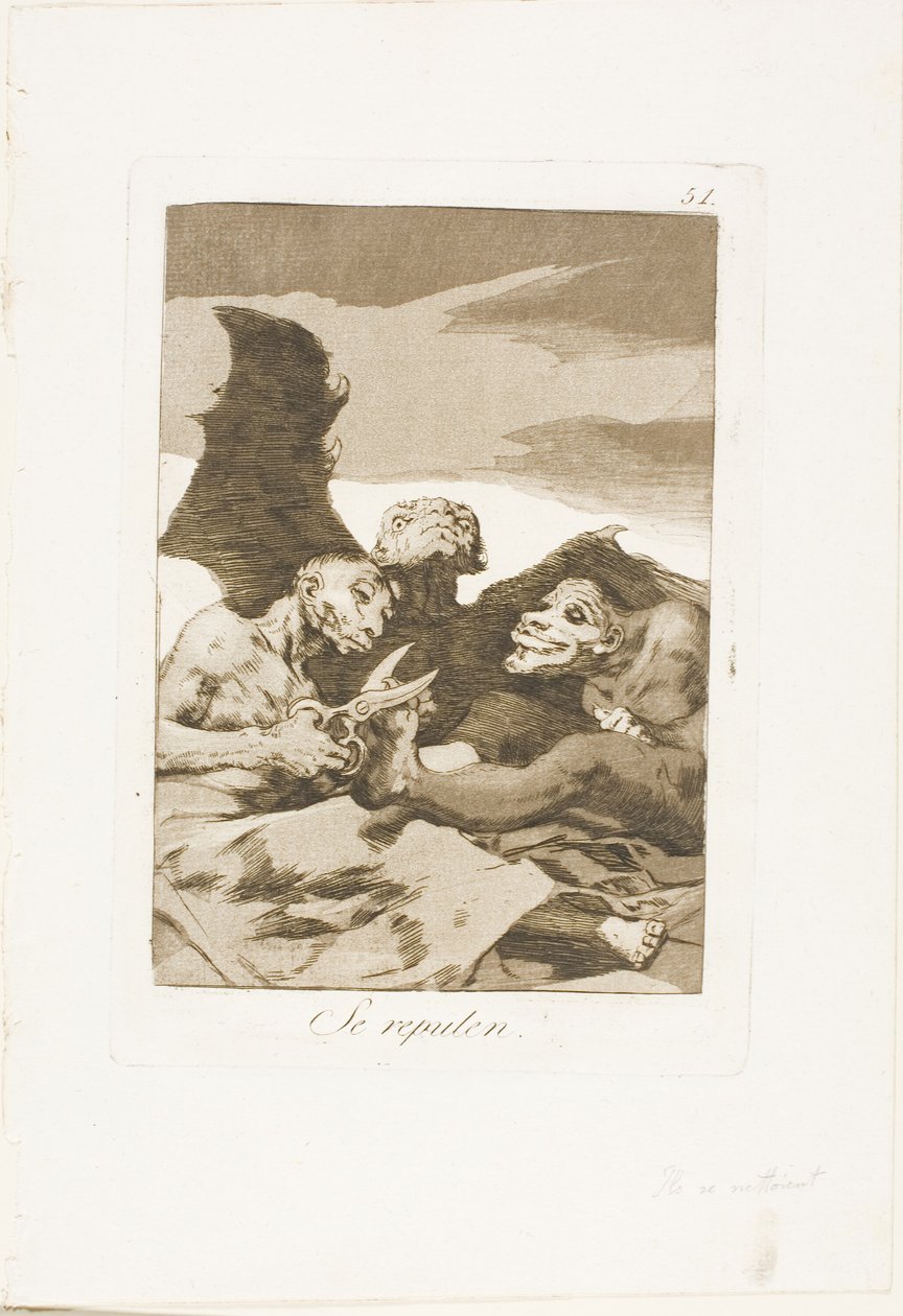 They Spruce Themselves Up, tallrik 51 från Los Caprichos av Francisco Jose de Goya y Lucientes