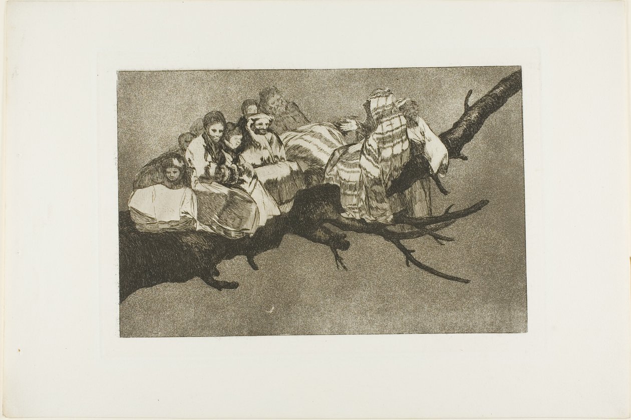 Att gå bland grenarna, d.v.s. att prata genom hatten, plansch tre från Los Proverbios av Francisco Jose de Goya y Lucientes