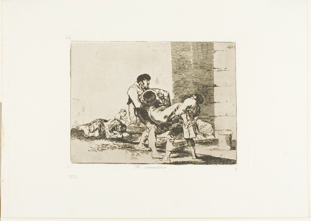Till kyrkogården, skylt 56 från The Disasters of War av Francisco Jose de Goya y Lucientes
