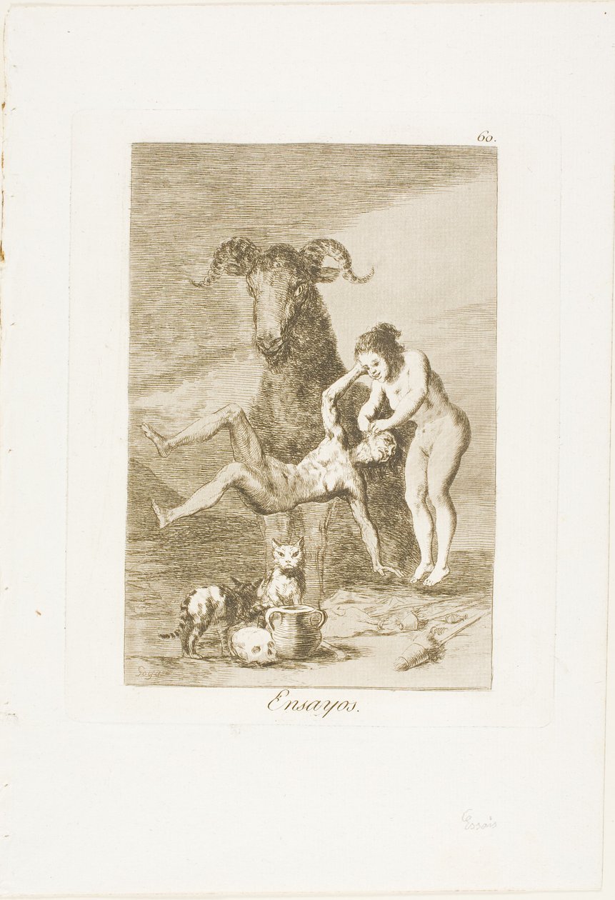 Försök, tallrik 60 från Los Caprichos av Francisco Jose de Goya y Lucientes