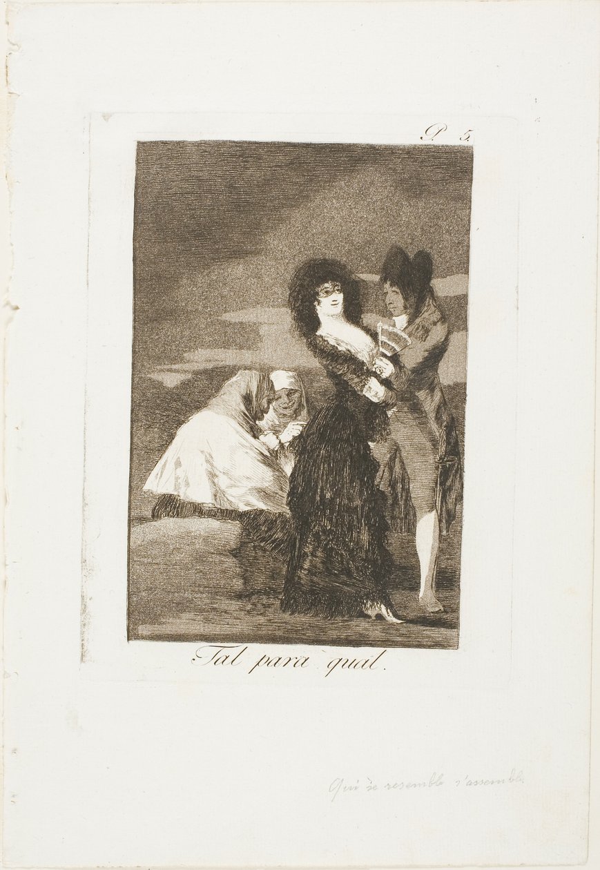 Two of a Kind, tallrik fem från Los Caprichos av Francisco Jose de Goya y Lucientes