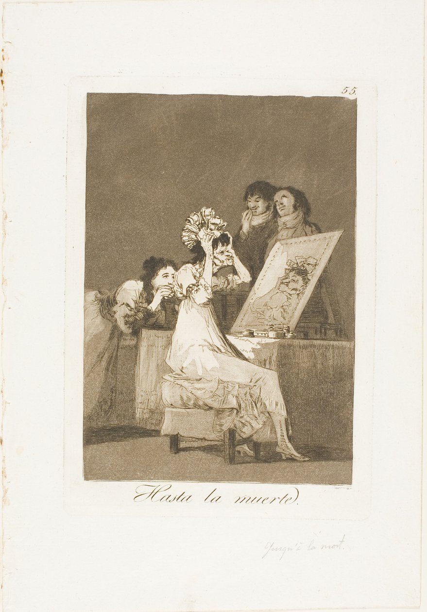 Till döden, skylt 55 från Los Caprichos av Francisco Jose de Goya y Lucientes