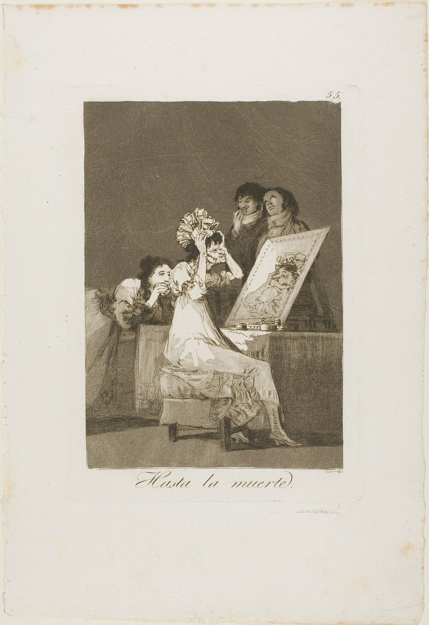 Till döden, skylt 55 från Los Caprichos av Francisco Jose de Goya y Lucientes