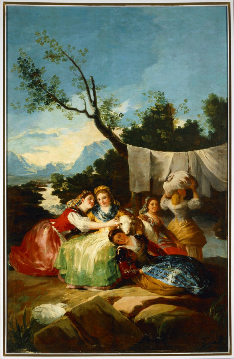 TvätterskorTecknad bild till en gobeläng på El Escorial ... (målning på duk) av Francisco Jose de Goya y Lucientes