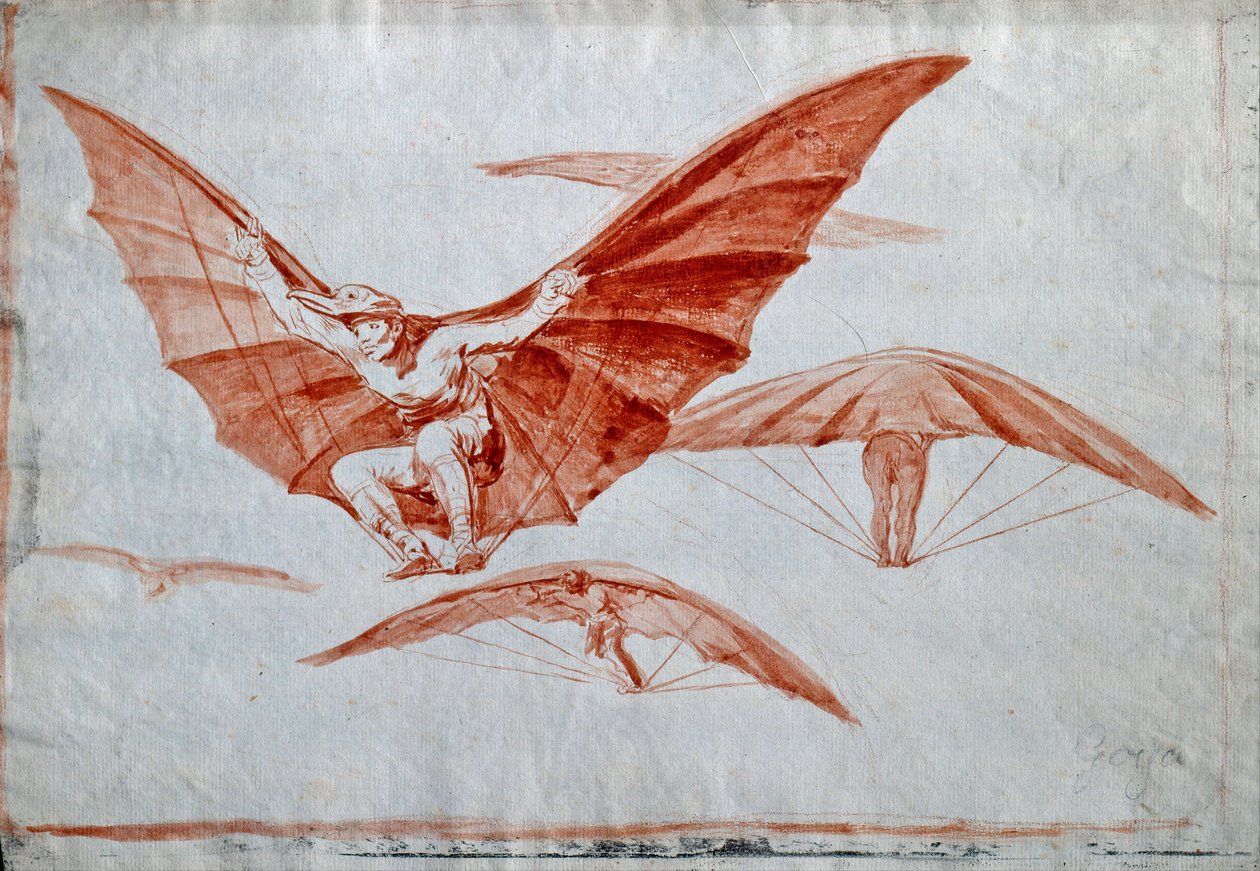 ""Sätt att flyga"" Facons de voler Dessin a la sanguine sur papier de Francisco de Goya (1746-1828) - 1816 Dim 24,5x34,8 cm Museo Lazaro Galdiano, Madrid av Francisco Jose de Goya y Lucientes