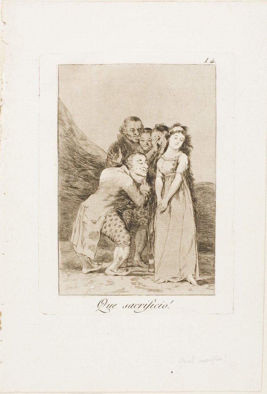 What a Sacrifice!, tallrik 14 från Los Caprichos av Francisco Jose de Goya y Lucientes