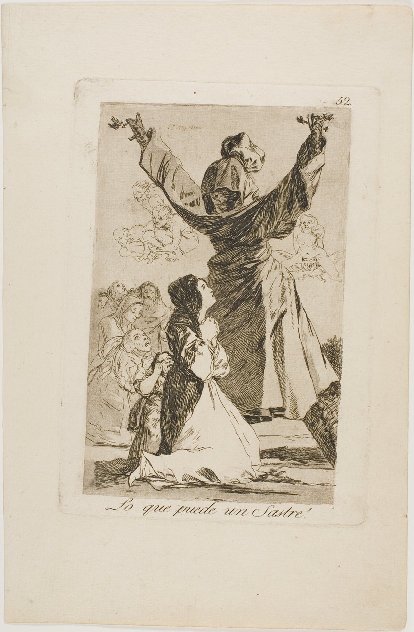 What a Tailor Can Do!, skylt 52 från Los Caprichos av Francisco Jose de Goya y Lucientes