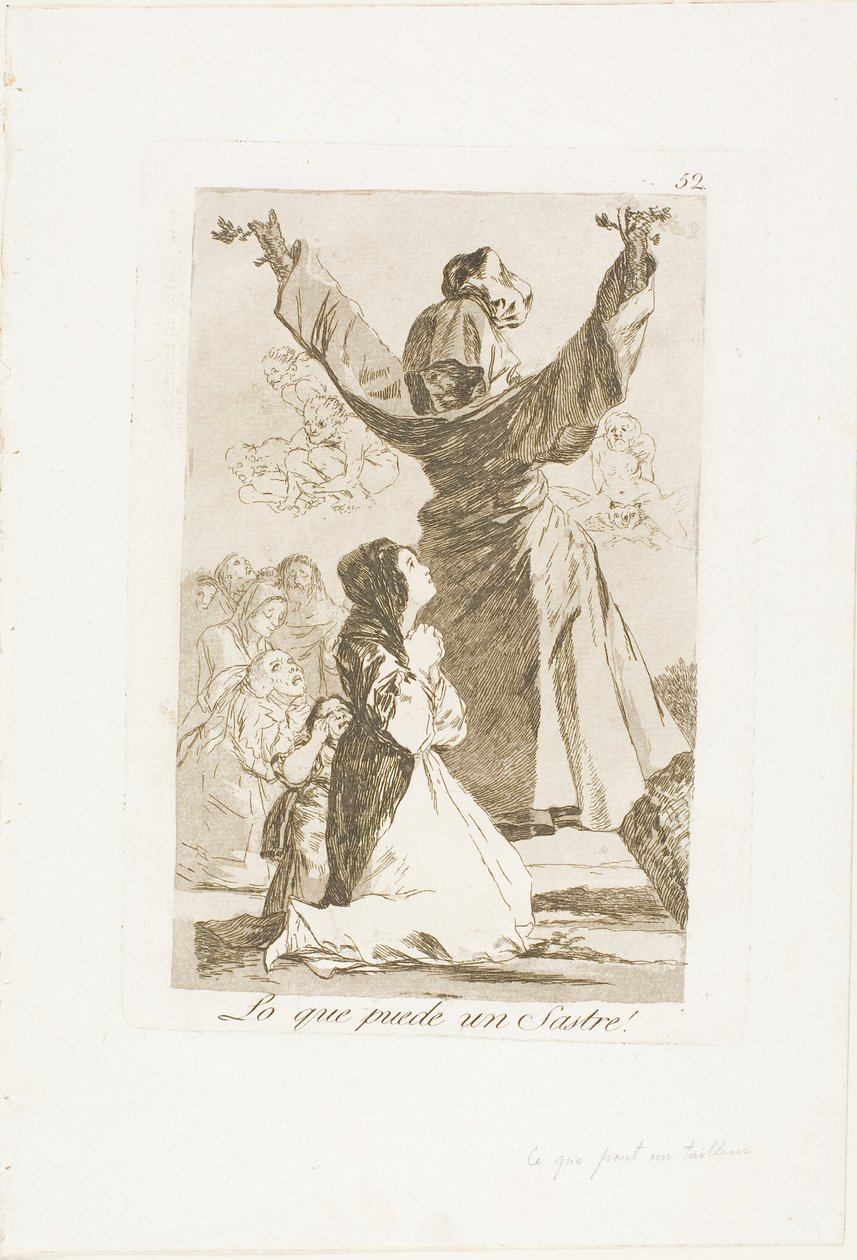 What a Tailor Can Do!, skylt 52 från Los Caprichos av Francisco Jose de Goya y Lucientes