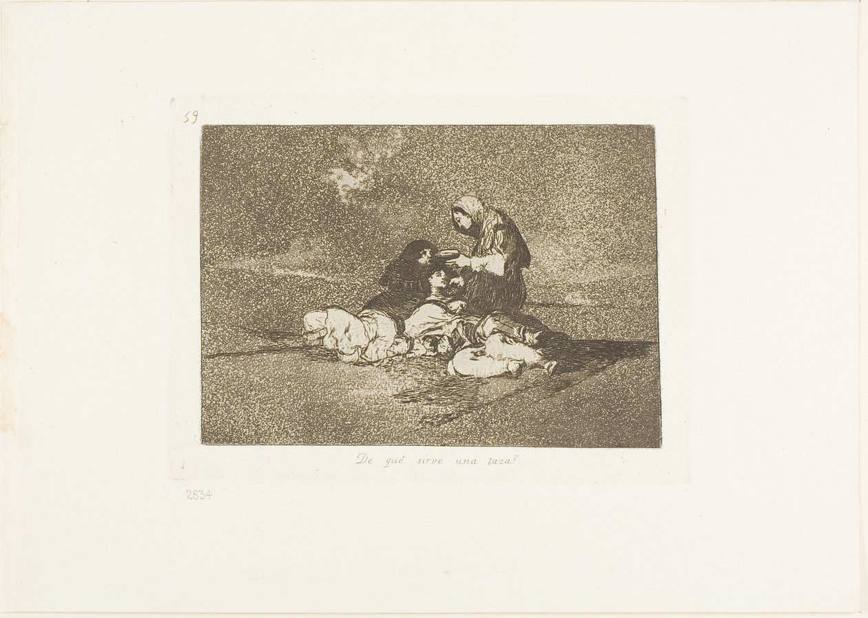 Vad är användningen av en kopp?, skylt 59 från The Disasters of War av Francisco Jose de Goya y Lucientes