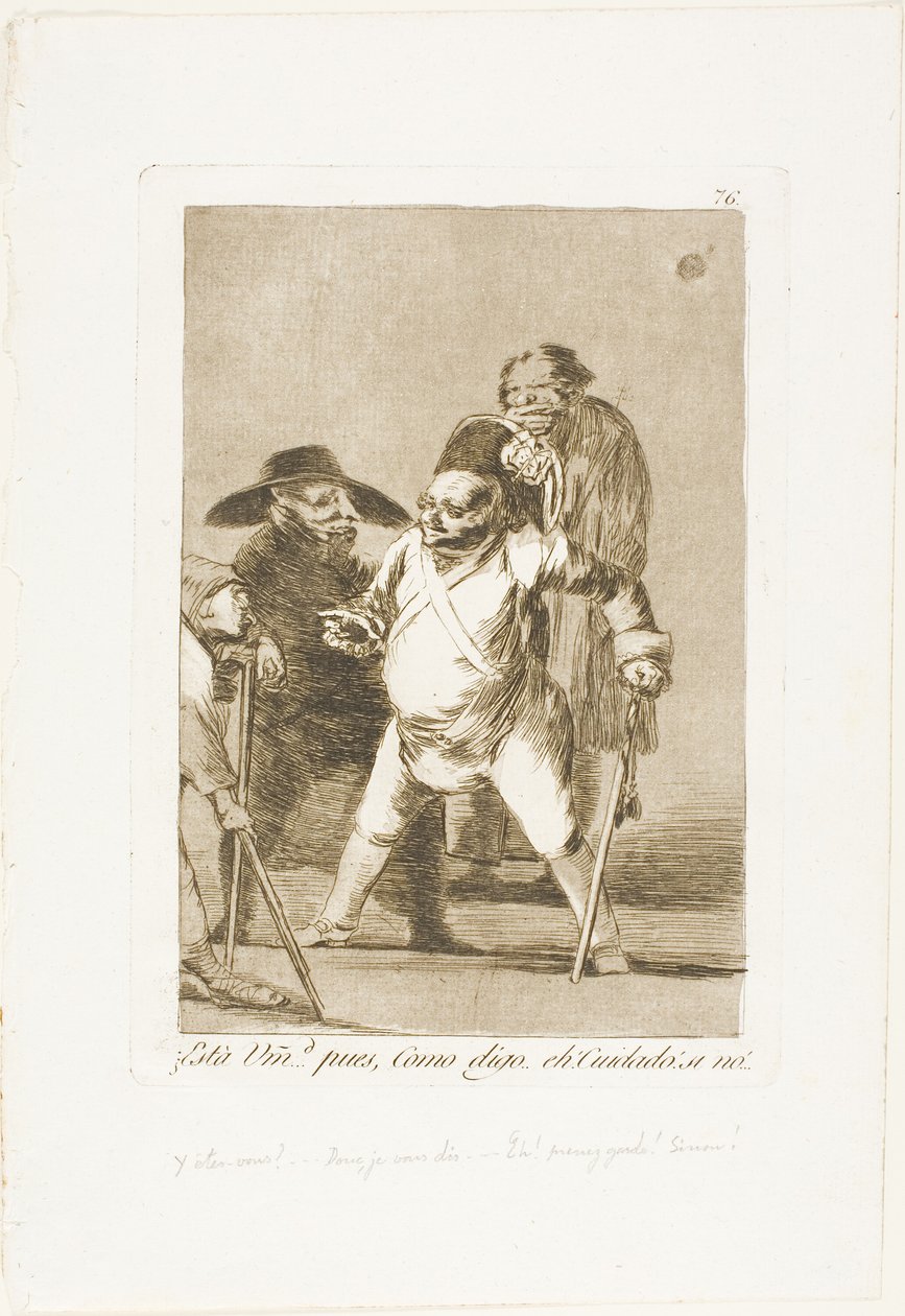 Du förstår? ... ja, som jag säger... eh! Se upp! annars..., tallrik 76 från Los Caprichos av Francisco Jose de Goya y Lucientes