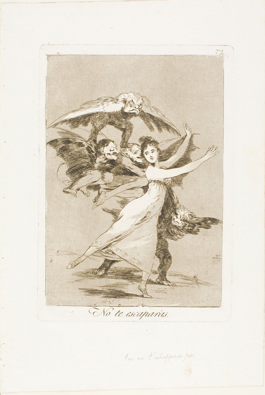 Du kommer inte att fly, skylt 72 från Los Caprichos av Francisco Jose de Goya y Lucientes