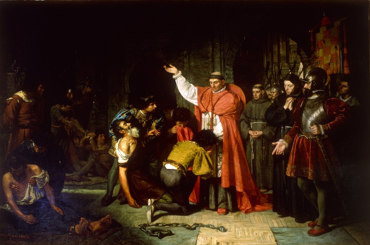 Kardinal Cisneros befriar fångarna i Oran av Francisco Jover y Casanova