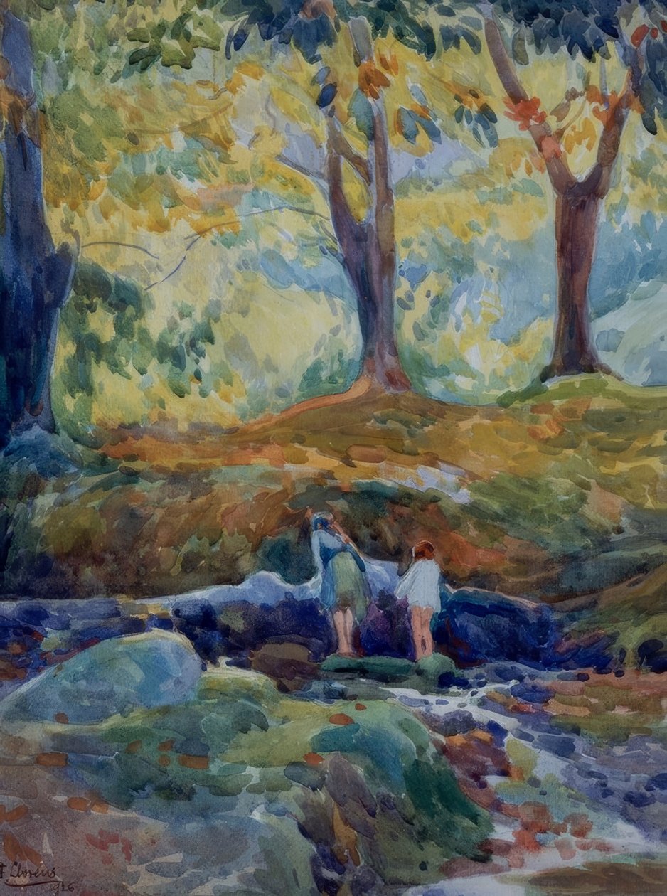 BOSQUE-ACUARELA. Artist: FRANCISCO LLORENS DIAZ. Plats: PRIVATE COLLECTION, MADRID, SPANIEN av Francisco Llorens Diaz