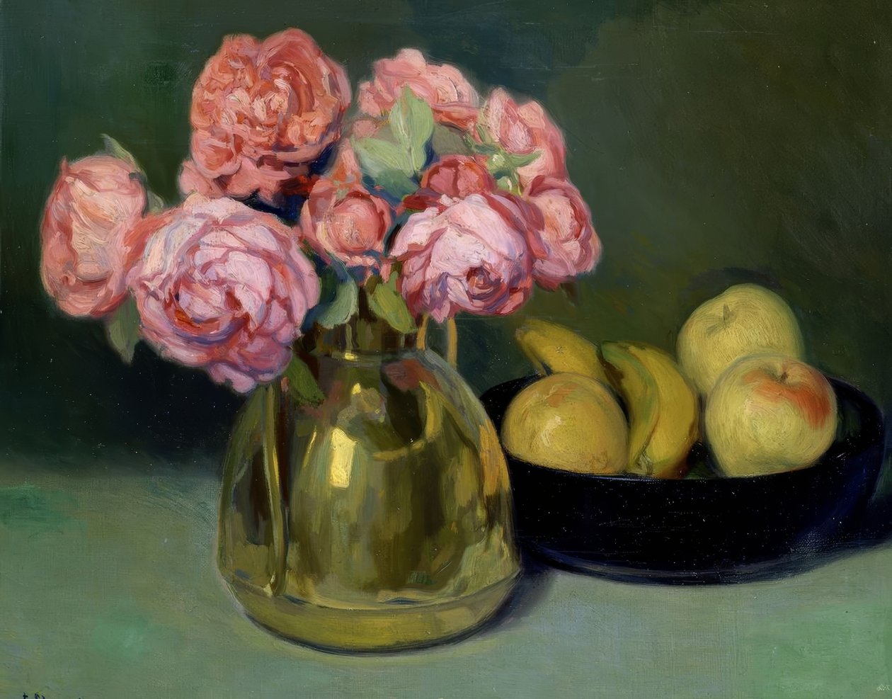 Stilleben av blommor och frukter av Francisco Llorens Diaz
