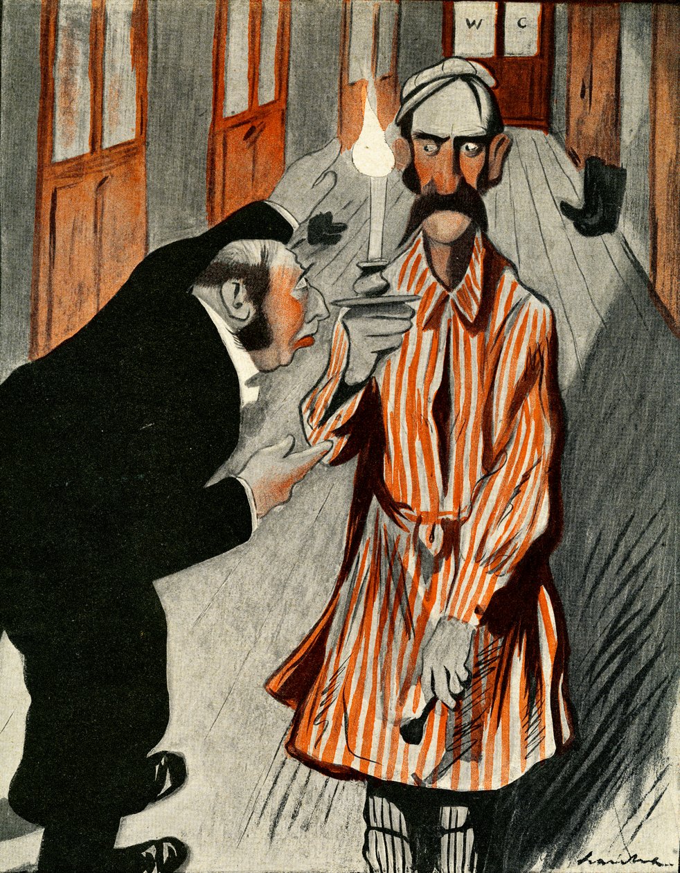 En grinig engelsman som får hjälp av en anställd på ett franskt hotell, 1903 av Francisco Sancha y Lengo