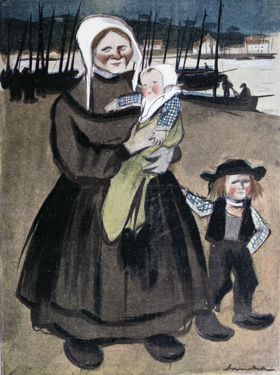 Hungersnöden i Bretagne, illustration från en specialutgåva av "La Vie en Rose" till förmån för Bretonerna, 1903 av Francisco Sancha y Lengo