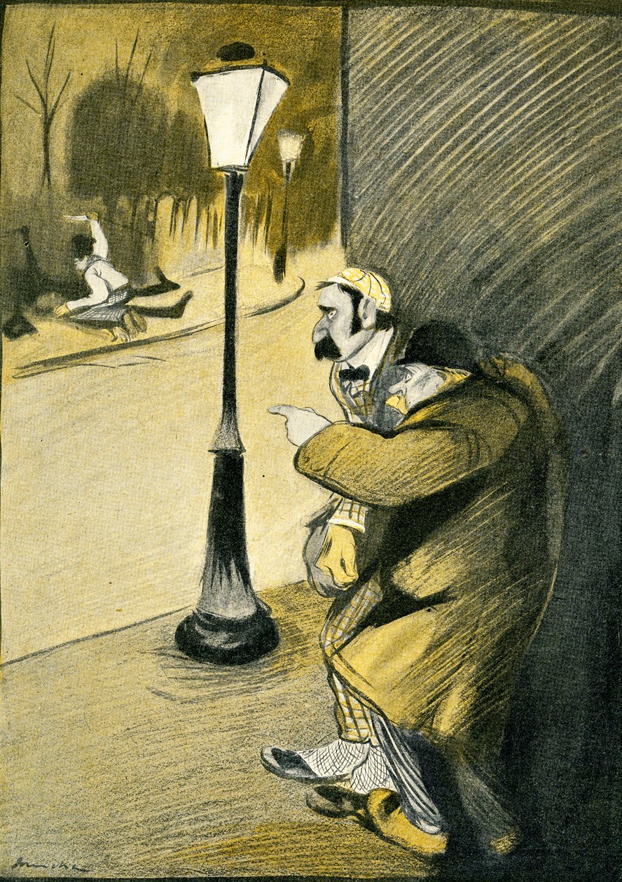 Två engelsmän bevittnar ett knivhugg i Frankrike 1903 av Francisco Sancha y Lengo