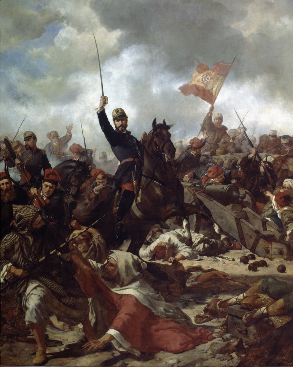 General John Prim och Prats (1814-70) vid slaget vid Tetouan i av Francisco Sans y Cabot
