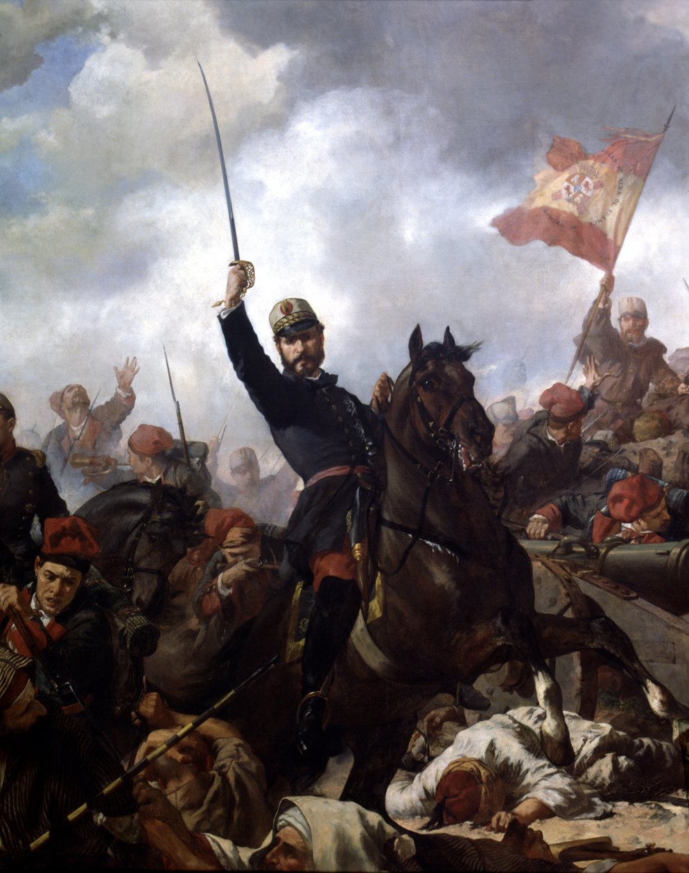 General John Prim och Prats (1814-70) vid slaget vid Tetouan i av Francisco Sans y Cabot
