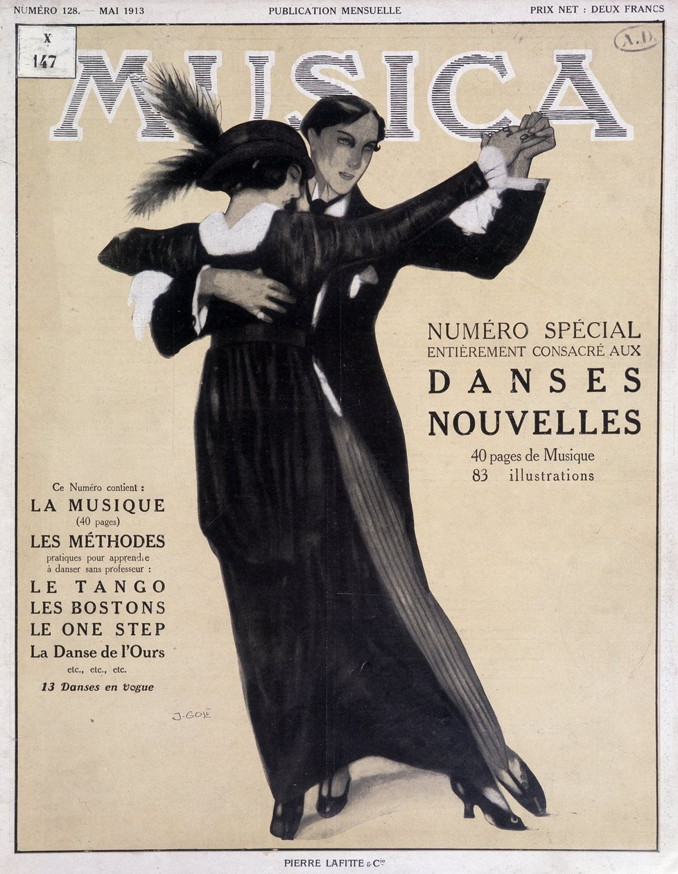 Numero specialdanser nouvelles (par som dansar tango) - Illustration av Francisco Javier Gose (1876-1915) I "" Musica""", maj 1913 av Francesc Xavier Gosé