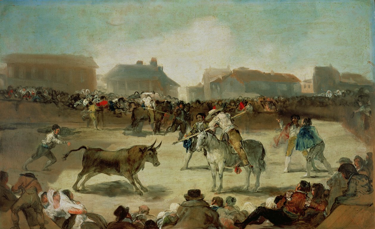 En tjurfäktning i byn av Francisco de Goya