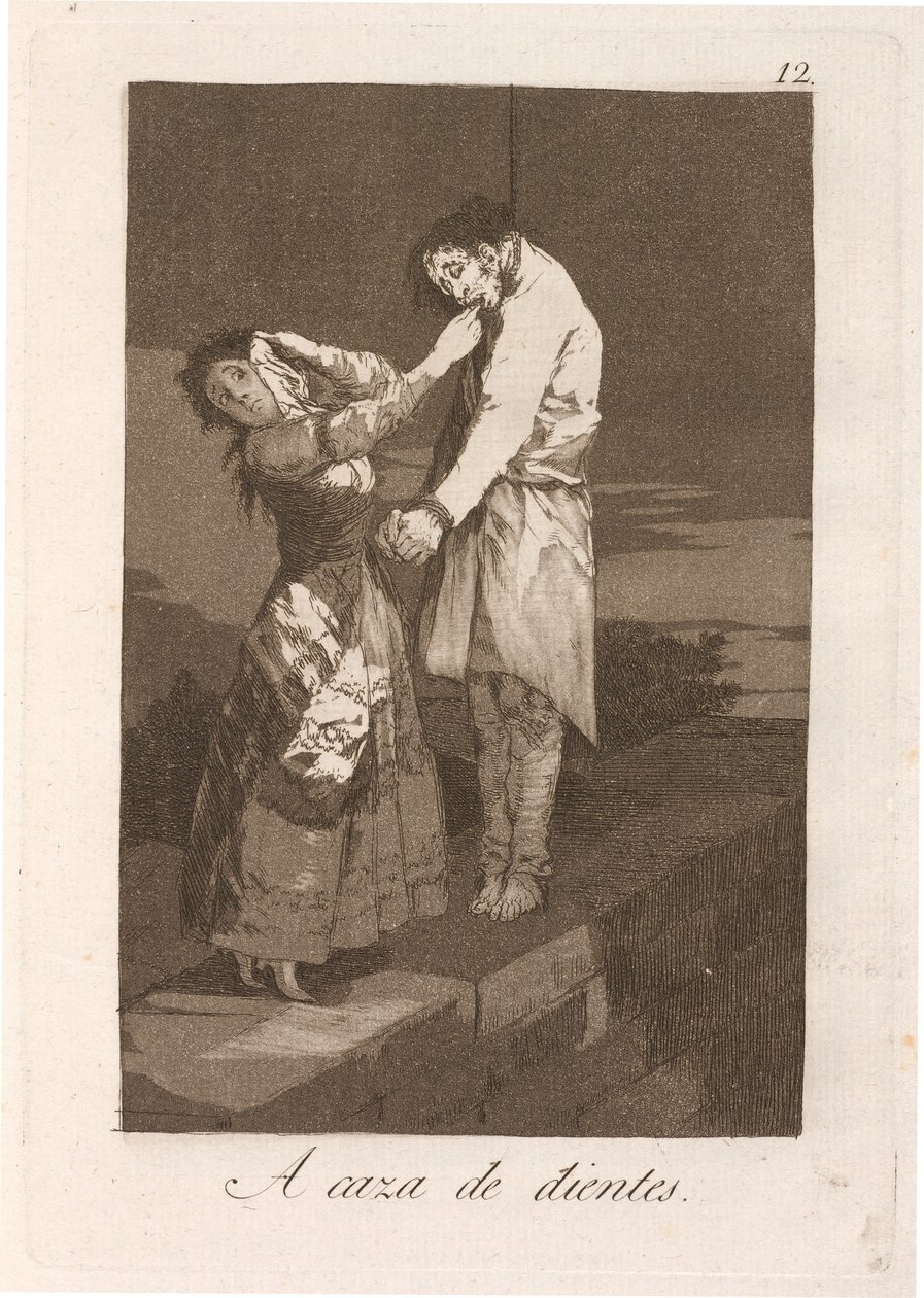 A caza de dientes (Ut jakt efter tänder) av Francisco de Goya