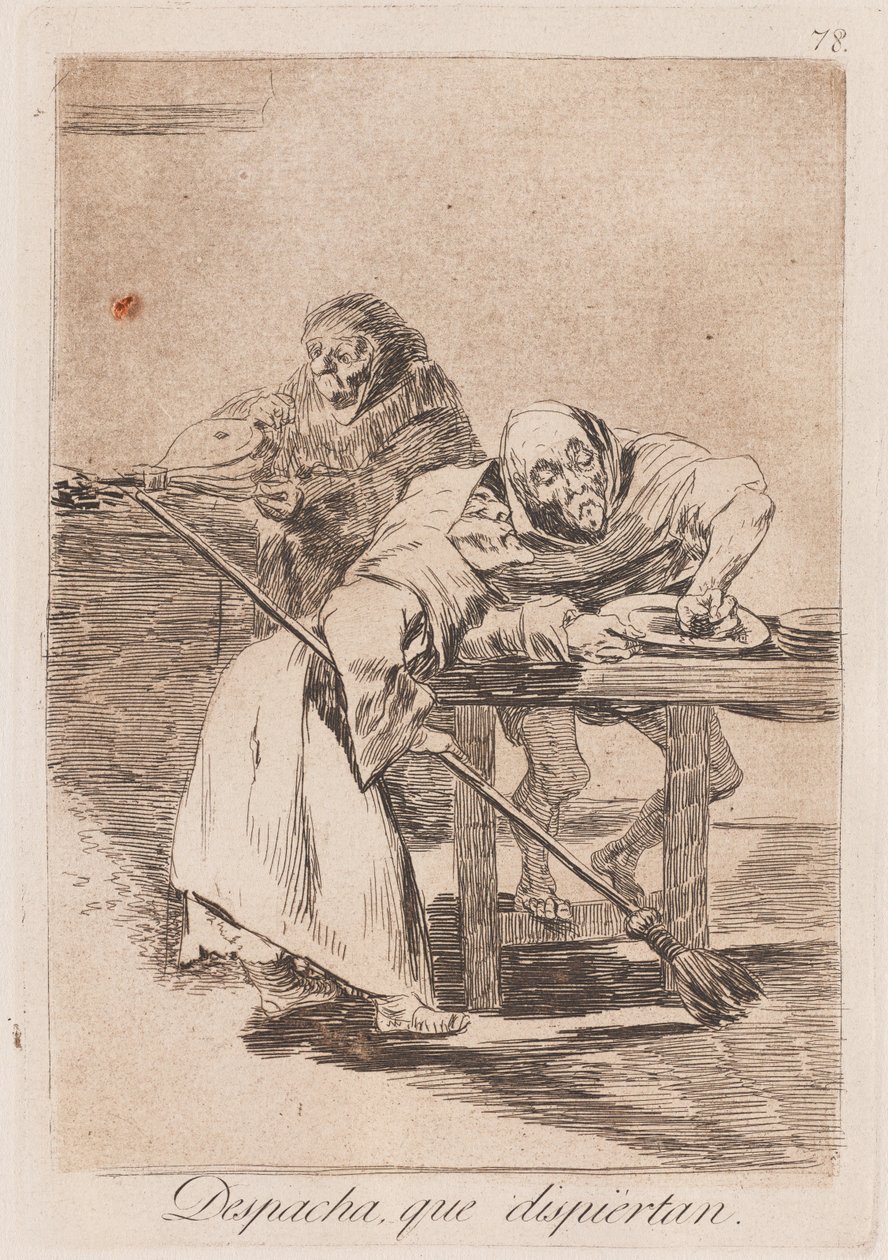 Be Quick, They Waken, sent 18:e-tidigt 19:e århundrade (tryck) av Francisco de Goya