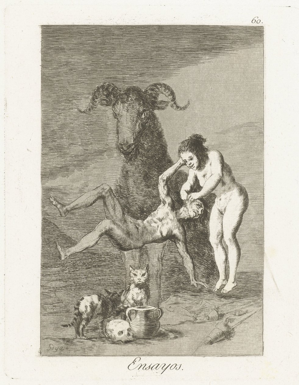 Beproevingen Ensayos (titel på objekt) Los Caprichos (serietitel) av Francisco de Goya